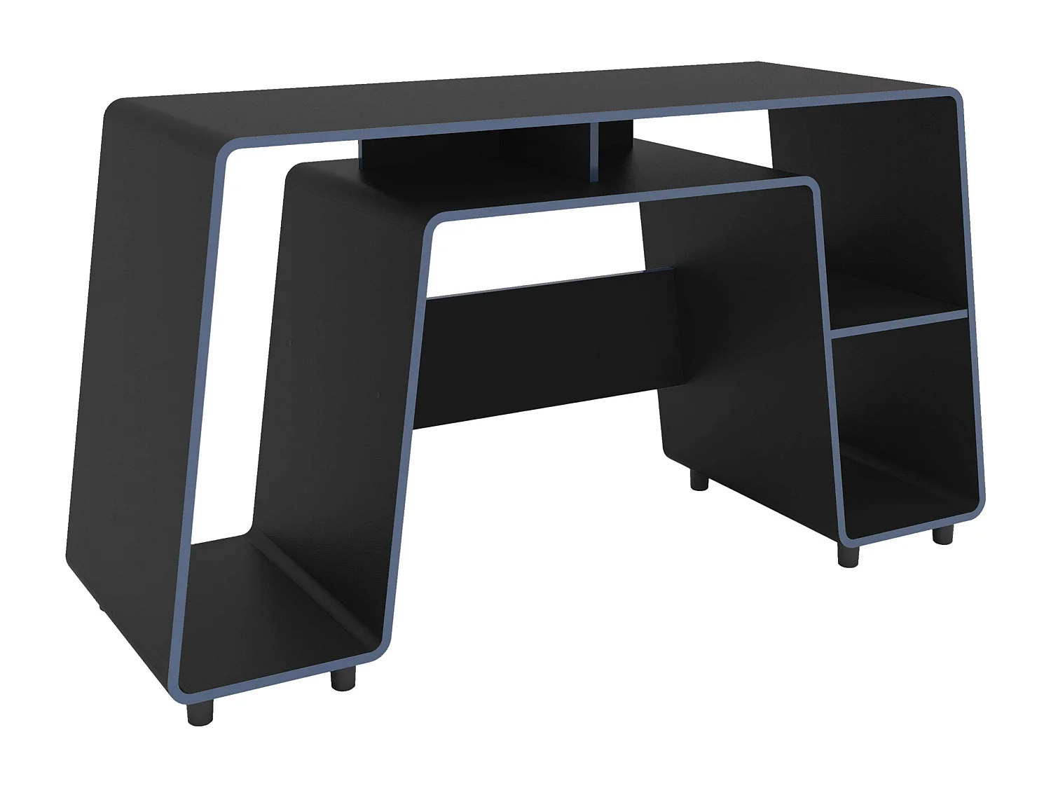 Mesa de jogos London preta e azul com espaço grande para torre de PC 150,5 cm