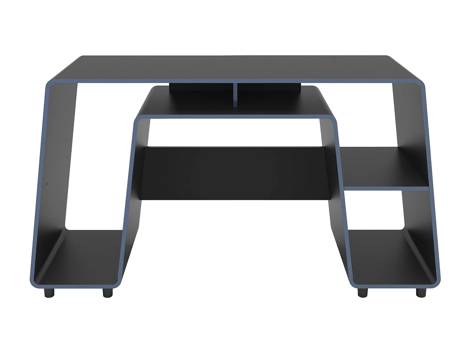 Mesa de jogos London preta e azul com espaço grande para torre de PC 150,5 cm