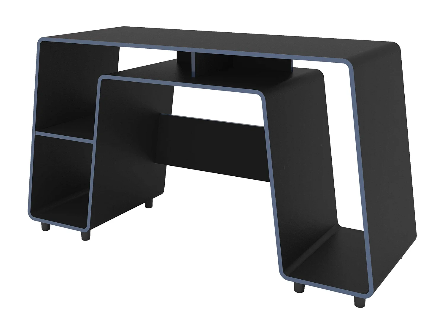 Mesa de jogos London preta e azul com espaço grande para torre de PC 150,5 cm