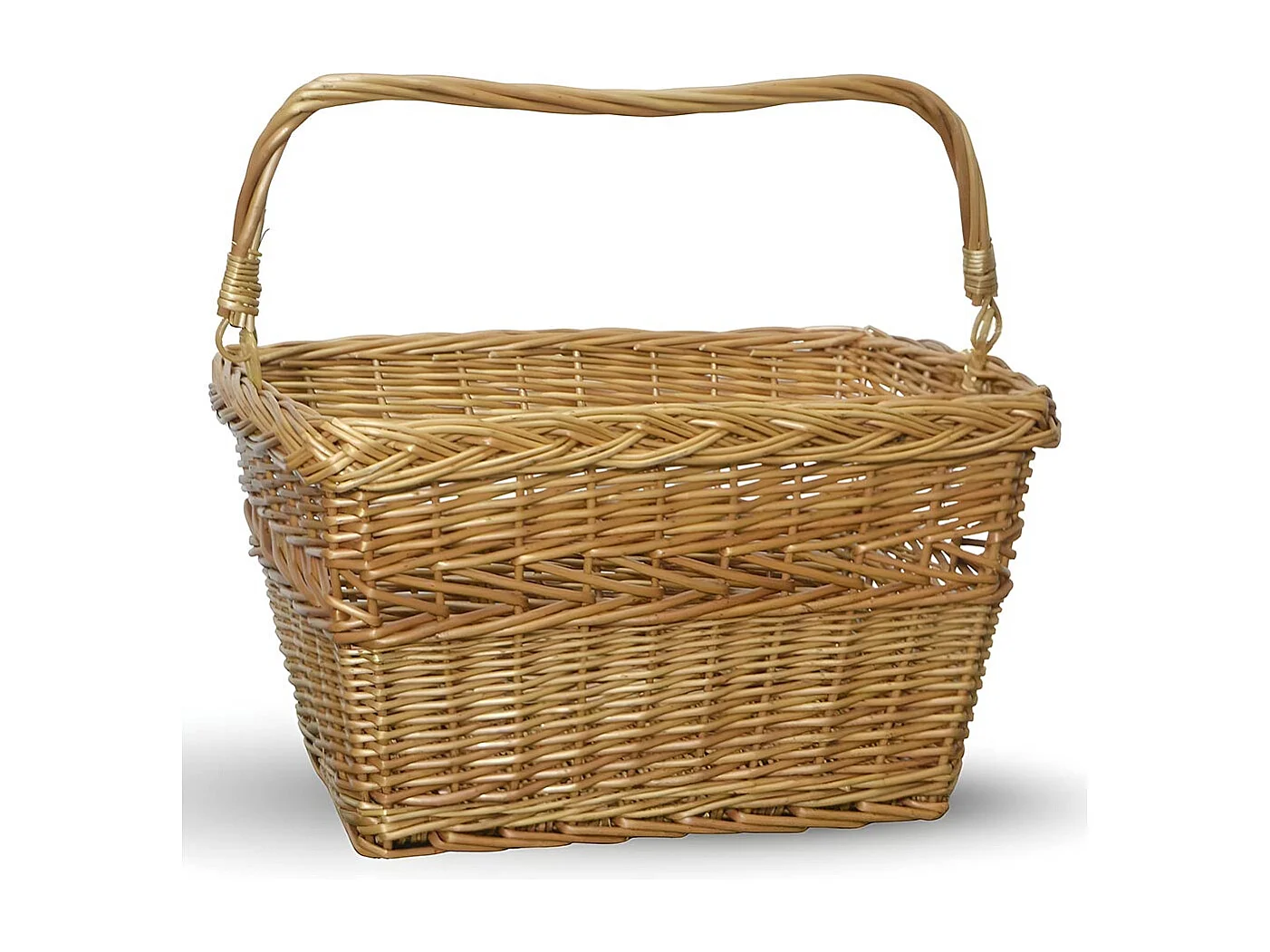 Panier à vélo rectangulaire en osier avec poignée tressée