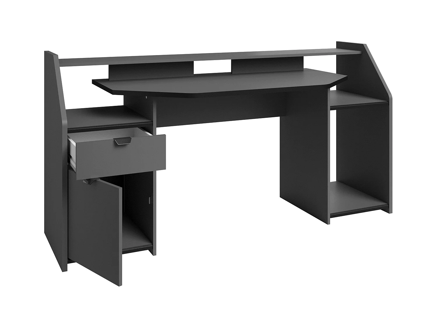 Grand bureau de jeu avec tiroir et armoire Gris LED 98 x 180 x 67 cm