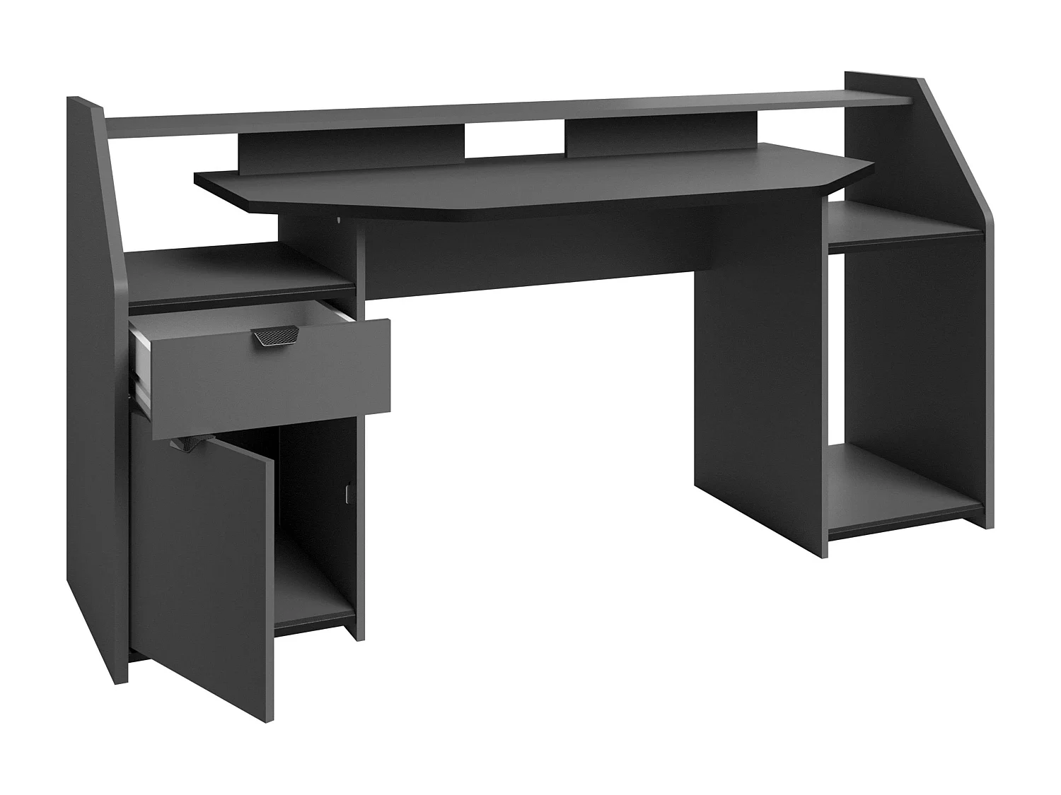 Grand bureau de jeu avec tiroir et armoire Gris LED 98 x 180 x 67 cm