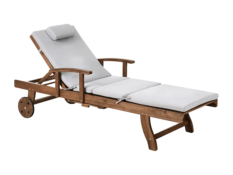 Transat avec coussin AMANTEA PREMIUM Acacia Gris clair
