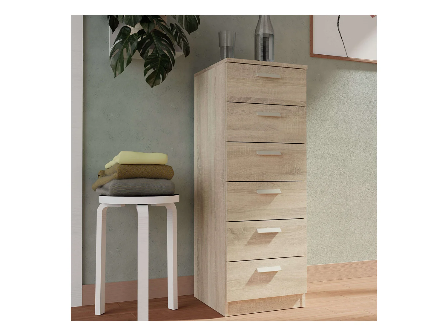 Commode 6 tiroirs Tibet Cambrian pour chambre à coucher 110 x 40 x 40 cm