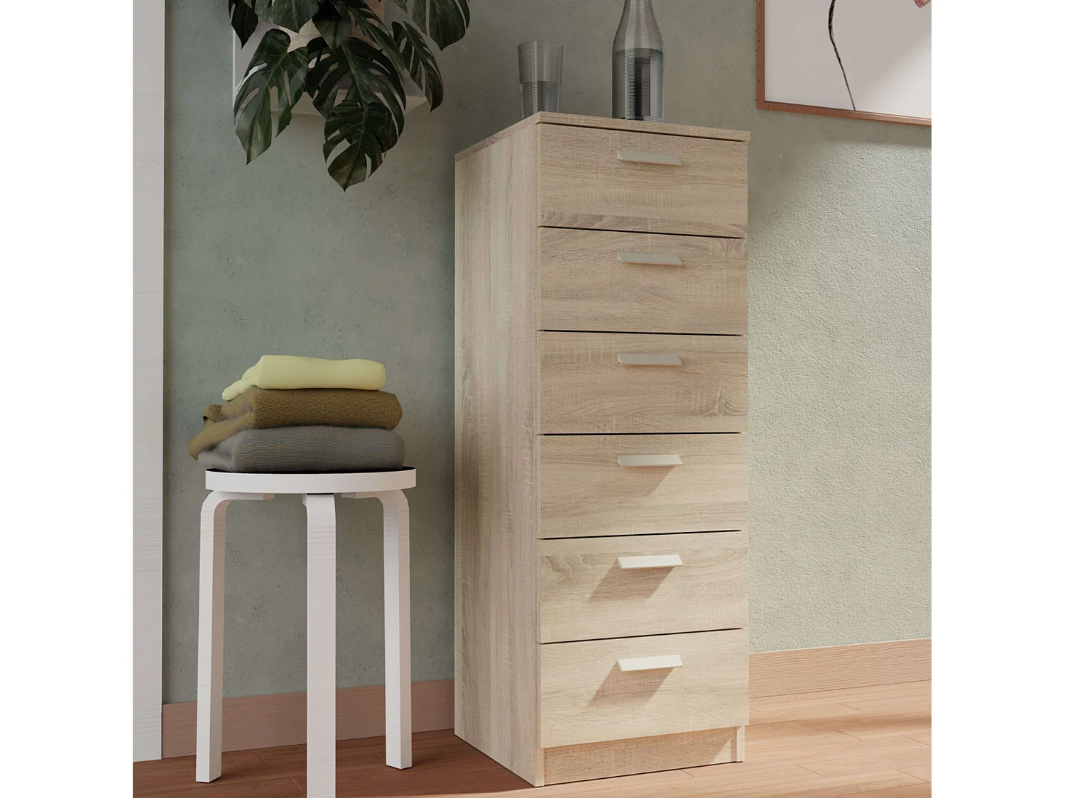 Commode 6 tiroirs Tibet Cambrian pour chambre à coucher 110 x 40 x 40 cm