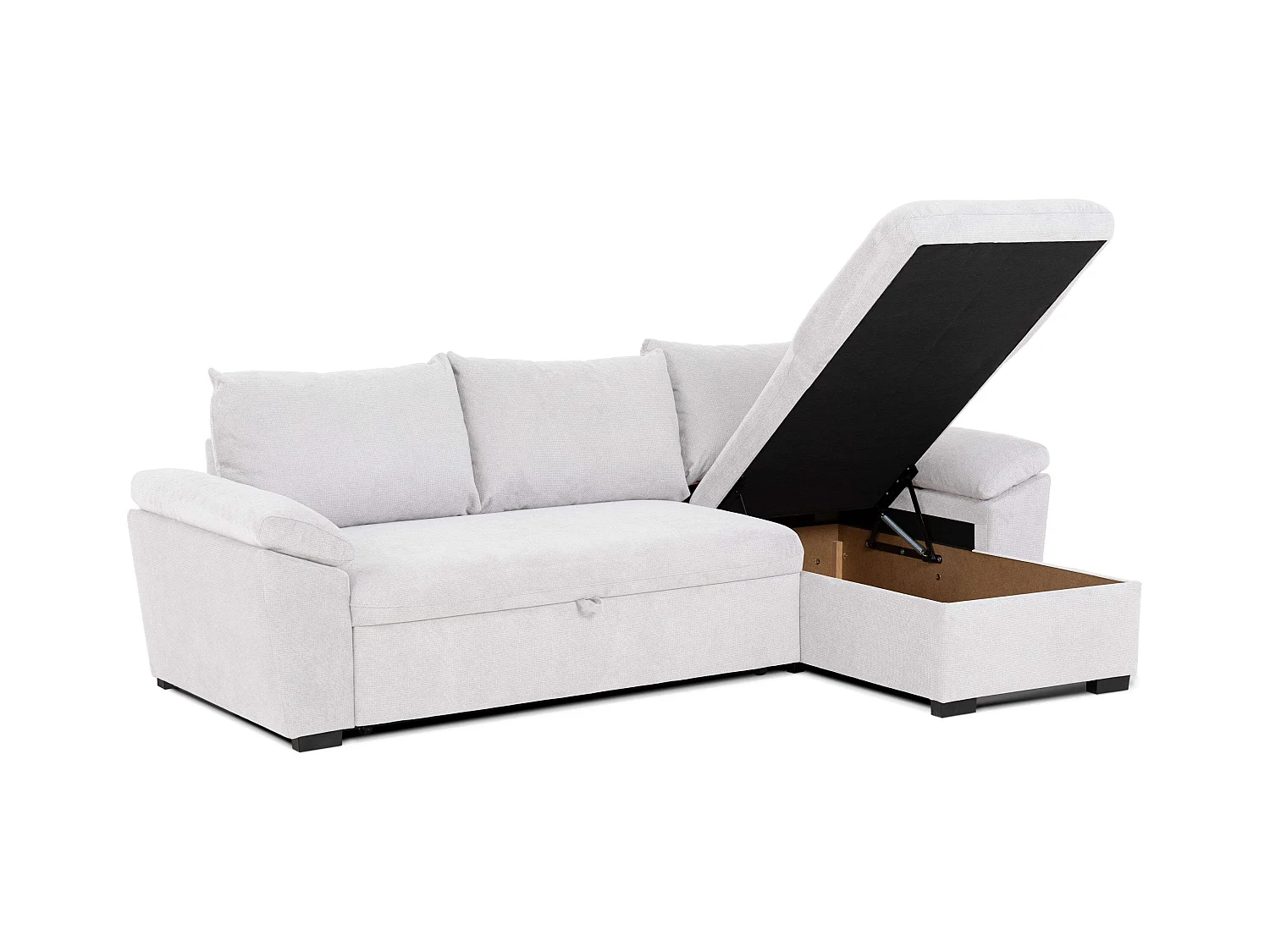 Sofá Cama Chaise Longue Luis Estilo Contemporáneo Beige con Arcón 248 cm