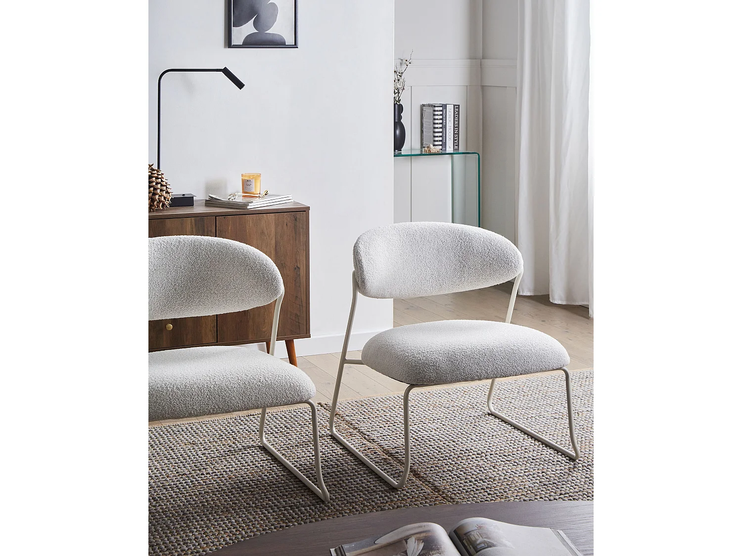 Lot de 2 fauteuils KOLSVA Tissu Blanc cassé