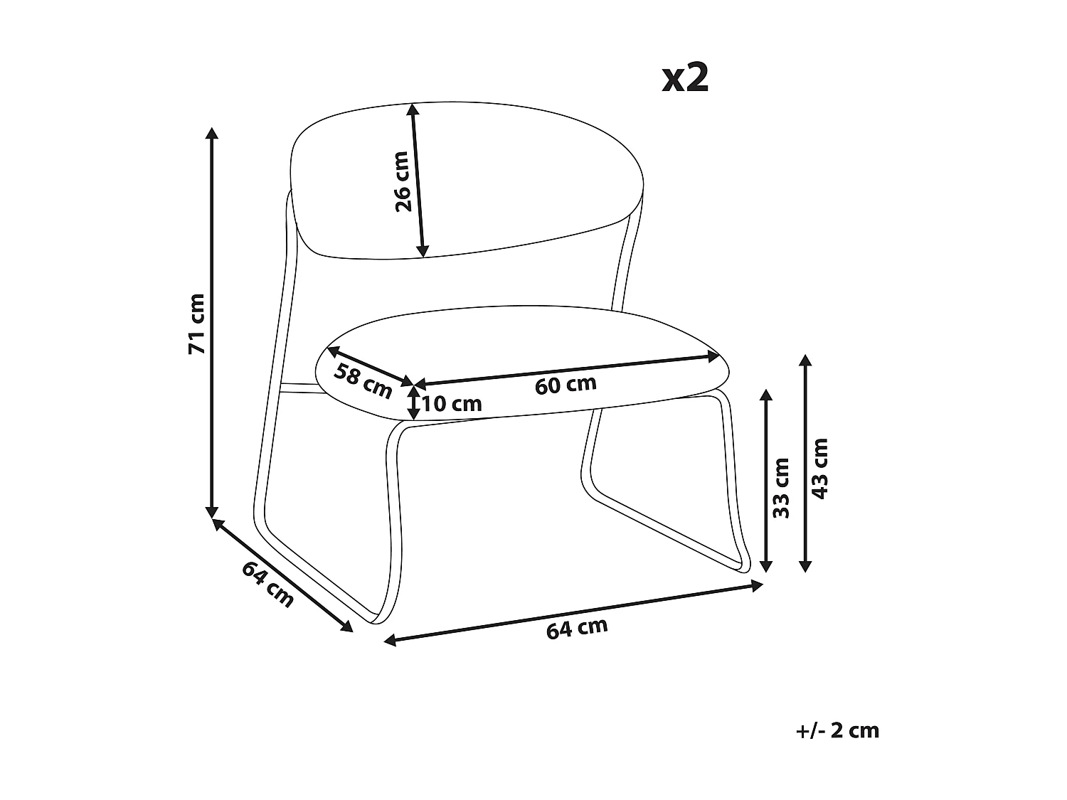 Lot de 2 fauteuils KOLSVA Tissu Blanc cassé