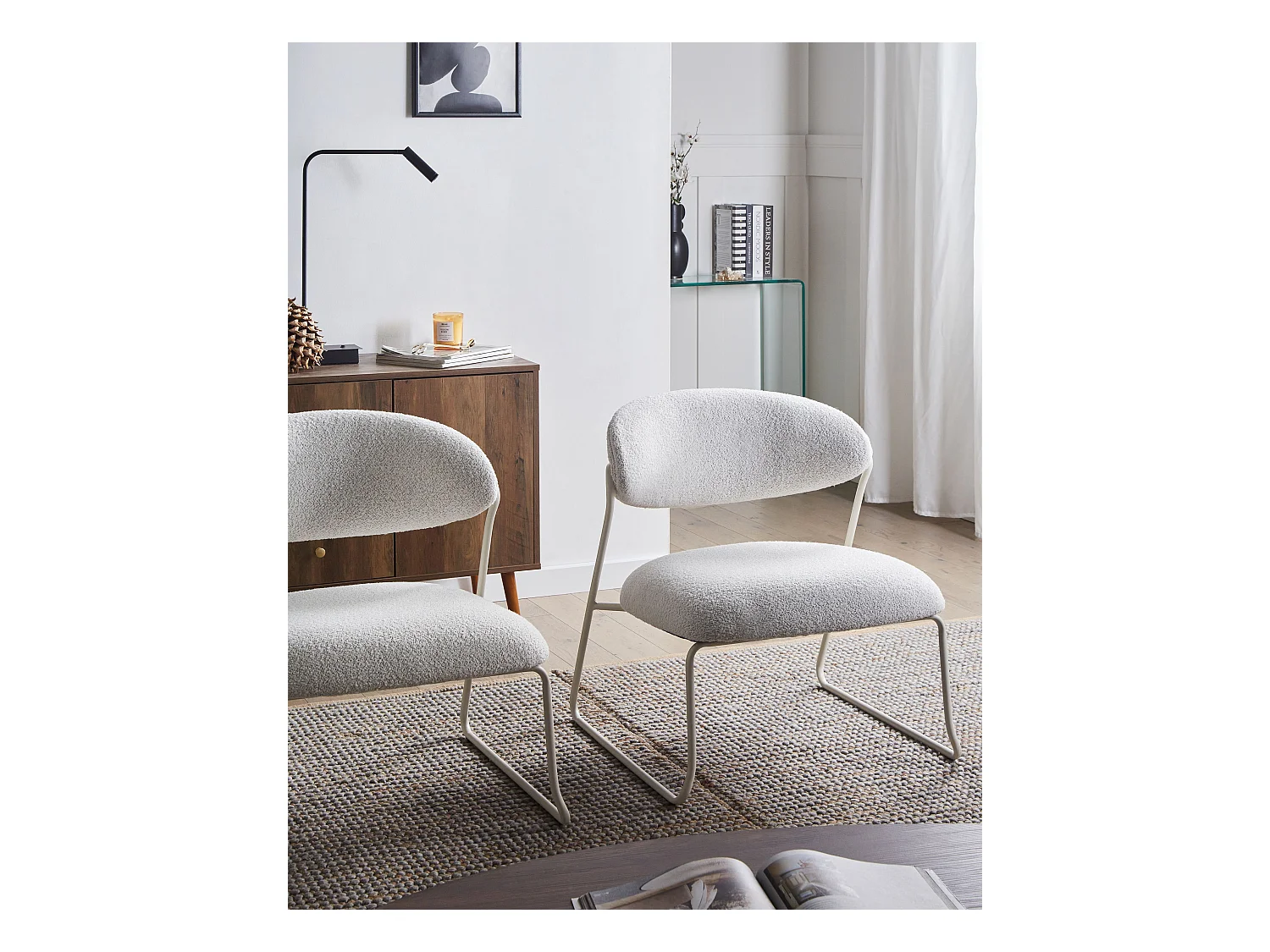 Lot de 2 fauteuils KOLSVA Tissu Blanc cassé