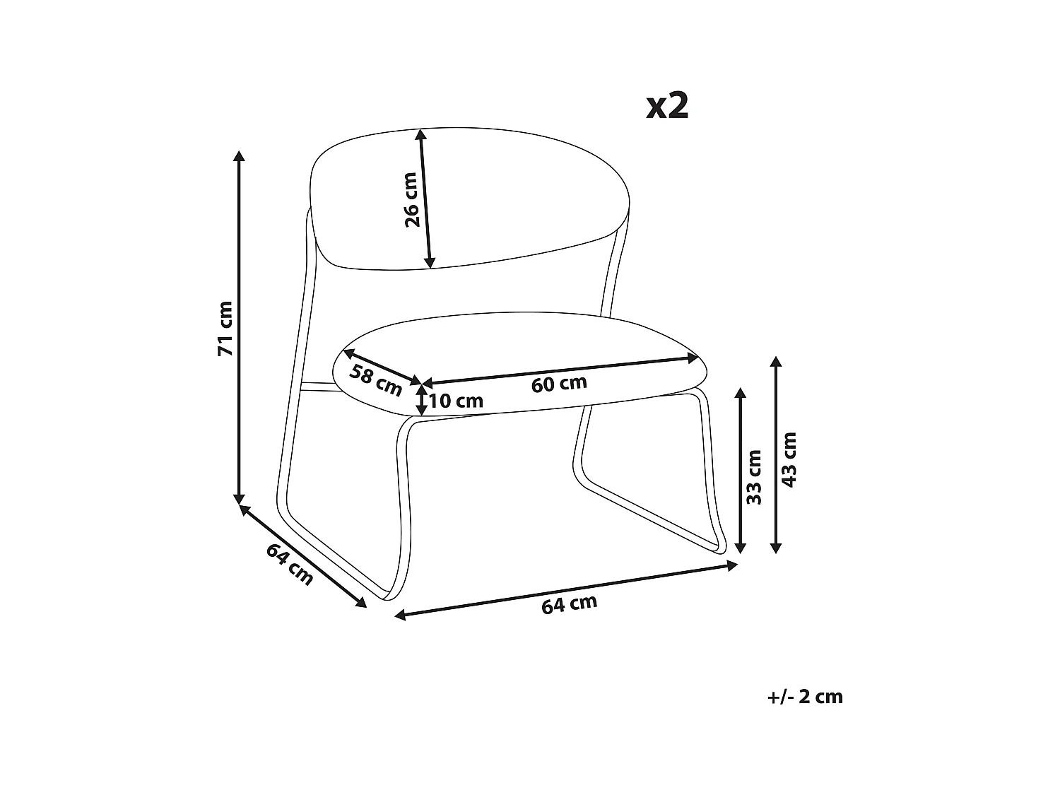 Lot de 2 fauteuils KOLSVA Tissu Blanc cassé