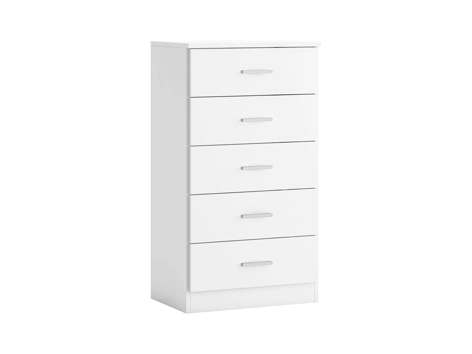 Cômoda Casal 5 Gavetas, Guias Metálicas, Puxadores Branco Fosco 50x90x33 cm