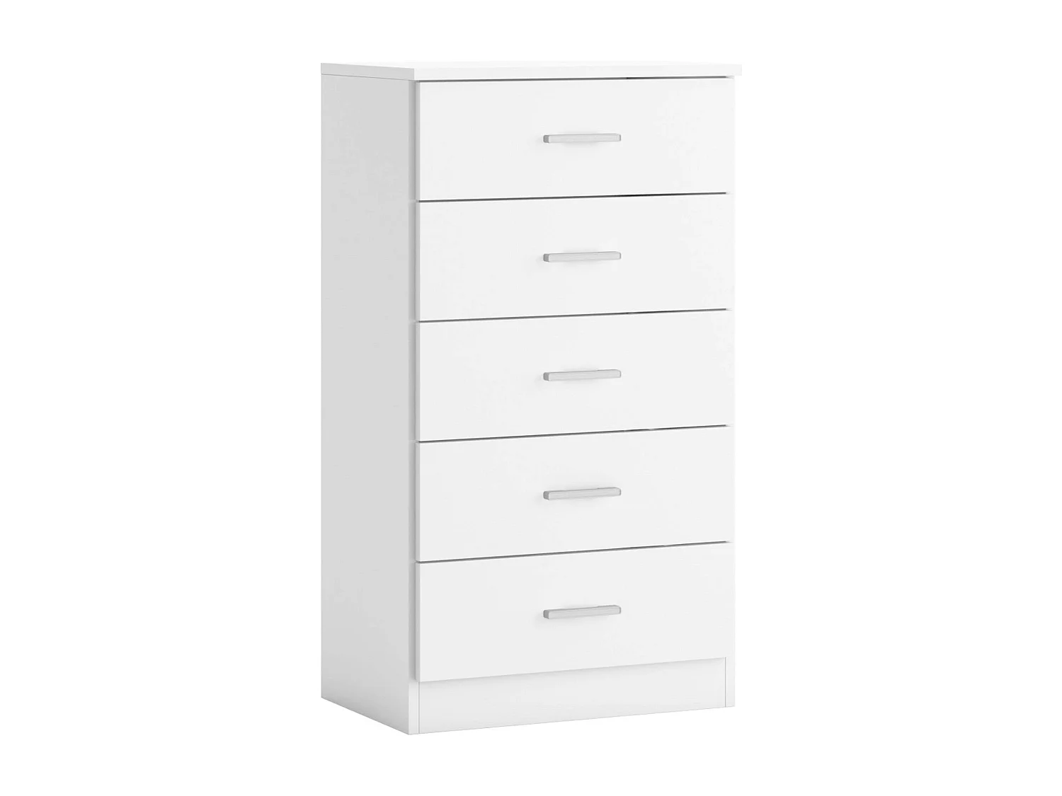 Cômoda Casal 5 Gavetas, Guias Metálicas, Puxadores Branco Fosco 50x90x33 cm