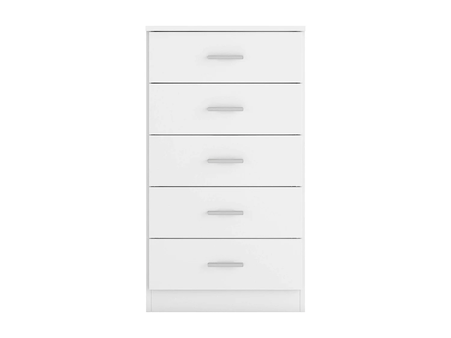 Cômoda Casal 5 Gavetas, Guias Metálicas, Puxadores Branco Fosco 50x90x33 cm