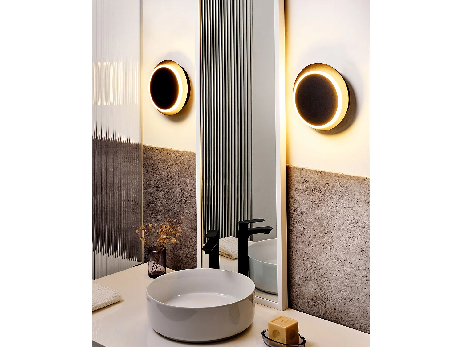 Lot de 2 lampes murales SEMNON LED Métal Noir