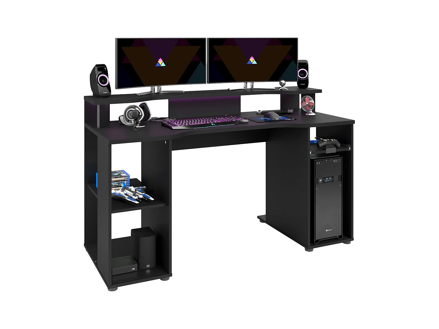 Pacote de jogos LED preto para a sala de jogos completa