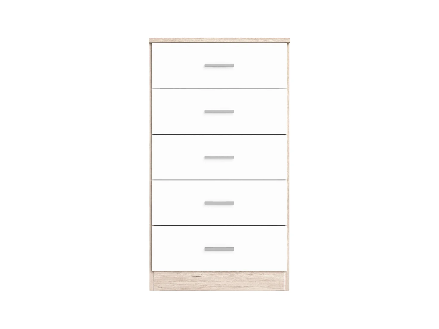 Commode 5 tiroirs Couple, chambre Sahara, blanc mat, 50x90x33 cm