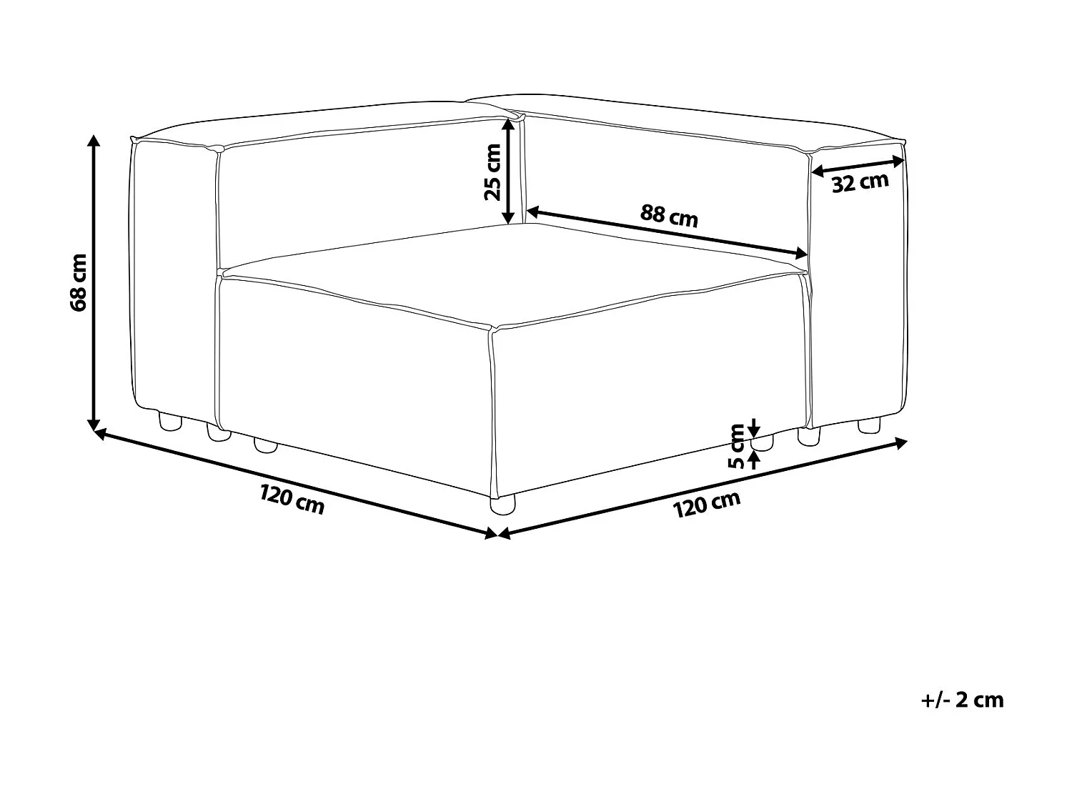 Module d'angle ARDAL Velours côtelé Blanc cassé Côté gauche
