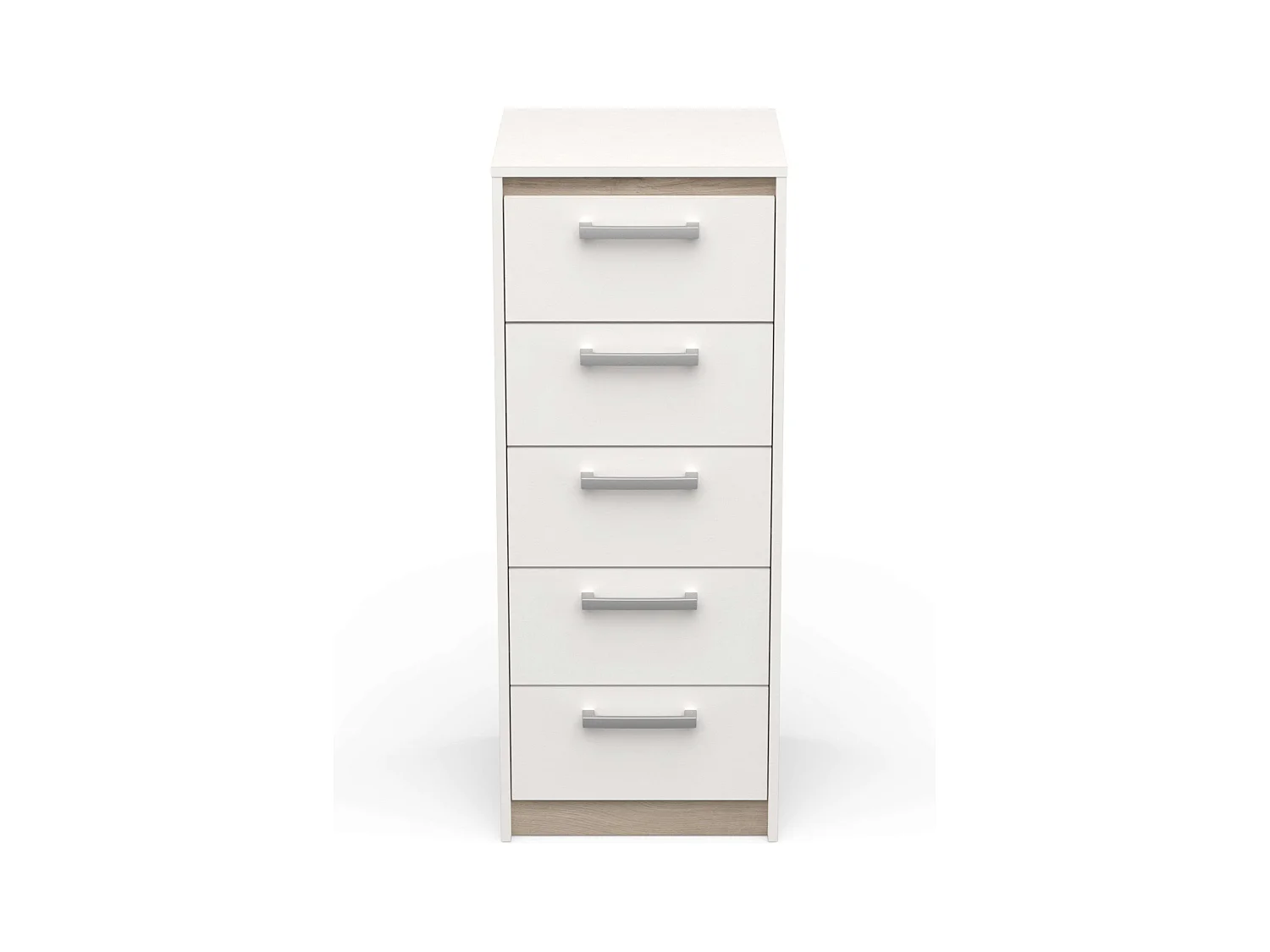 Commode Watson 5 tiroirs en mélamine 107 cm Blanc et chêne Kronberg
