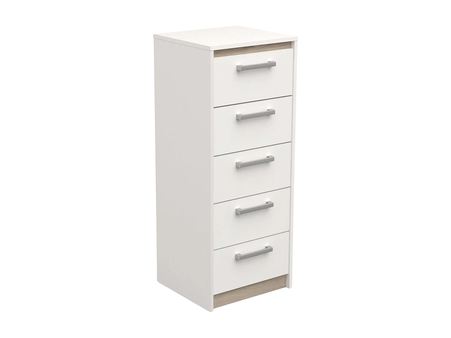 Commode Watson 5 tiroirs en mélamine 107 cm Blanc et chêne Kronberg