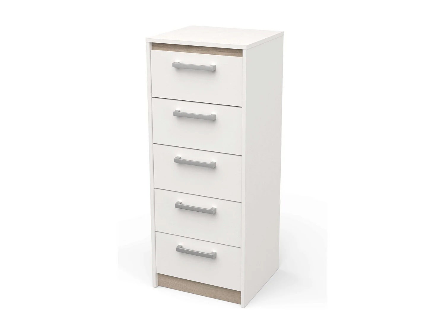 Commode Watson 5 tiroirs en mélamine 107 cm Blanc et chêne Kronberg