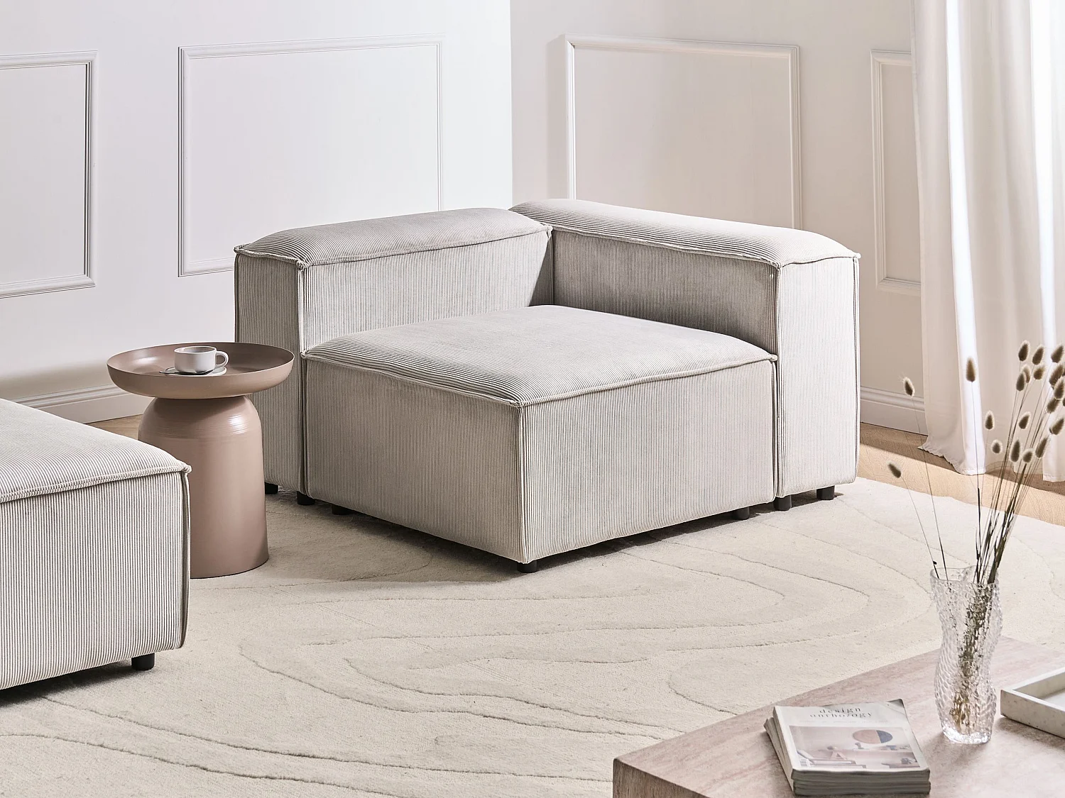 Module d'angle ARDAL Velours côtelé Taupe Côté droite