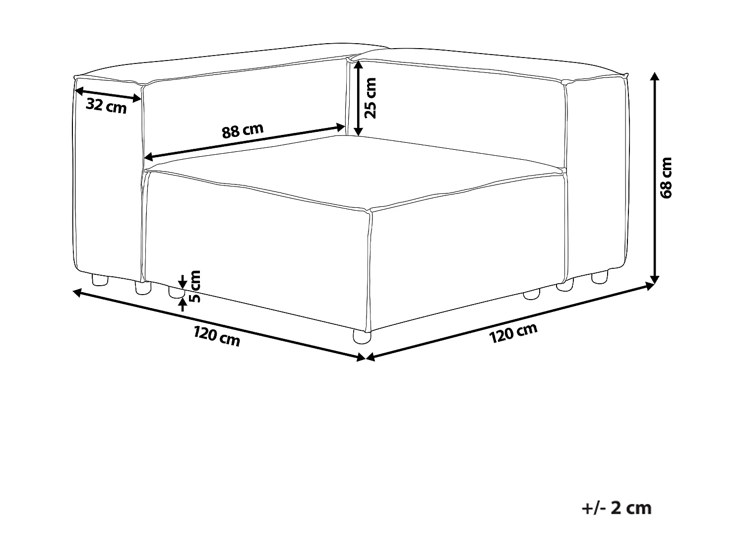 Module d'angle ARDAL Velours côtelé Taupe Côté gauche