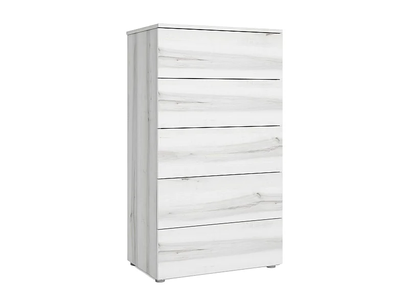 Commode de chambre contemporaine Lyon Albo blanche 5 tiroirs 62 x 111 x 40 cm