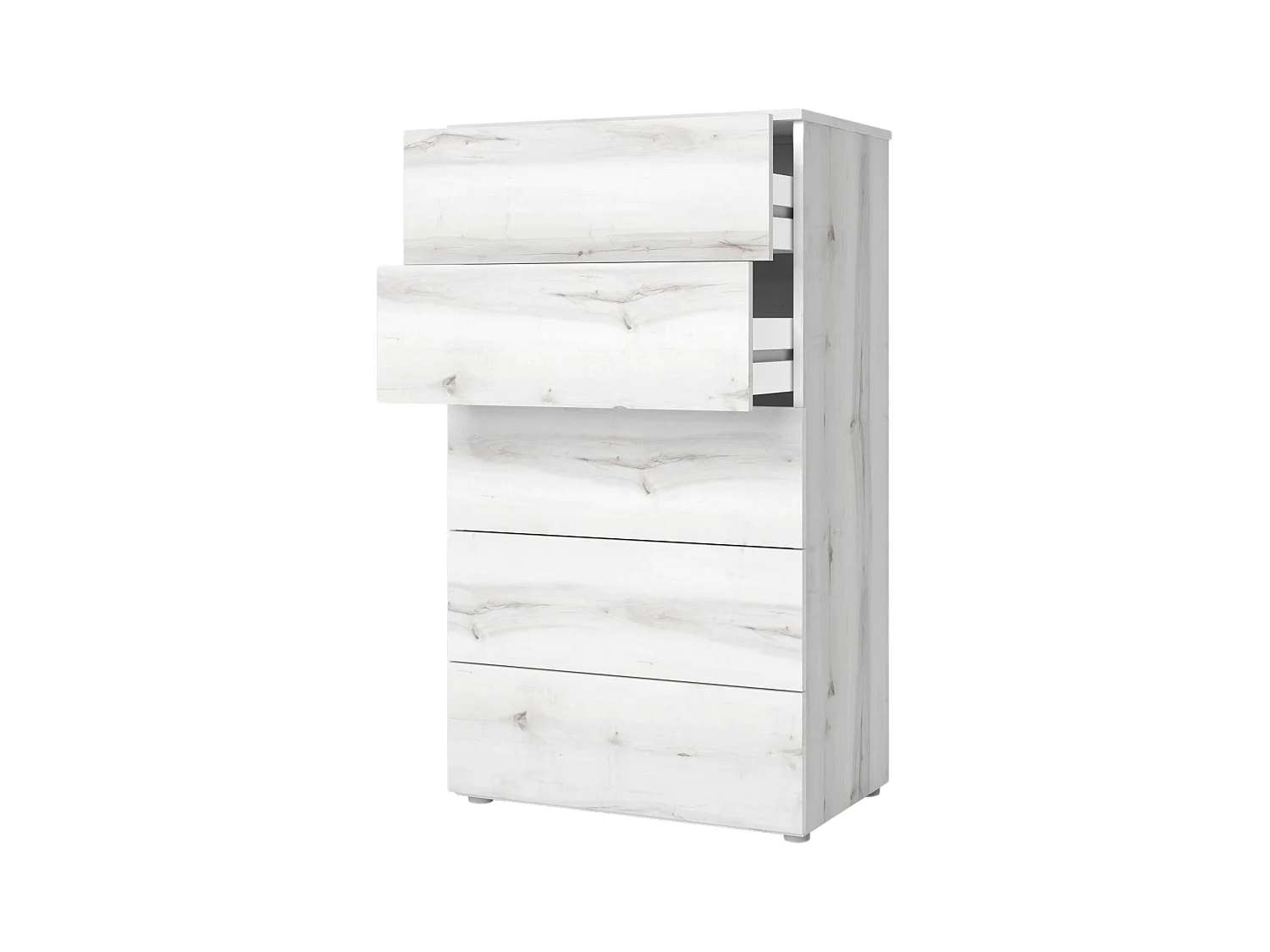 Commode de chambre contemporaine Lyon Albo blanche 5 tiroirs 62 x 111 x 40 cm