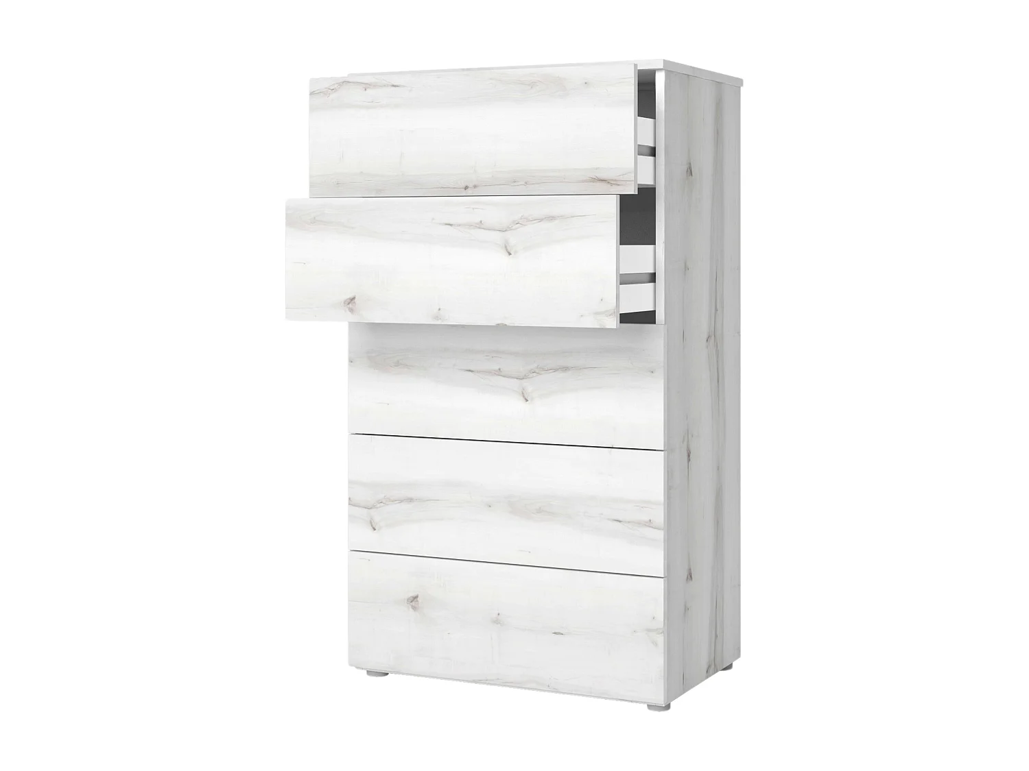 Commode de chambre contemporaine Lyon Albo blanche 5 tiroirs 62 x 111 x 40 cm