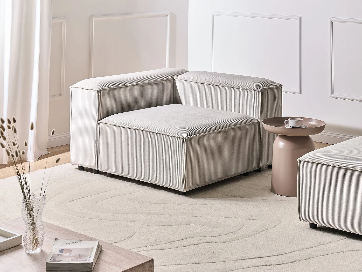 Module d'angle ARDAL Velours côtelé Taupe Côté droit