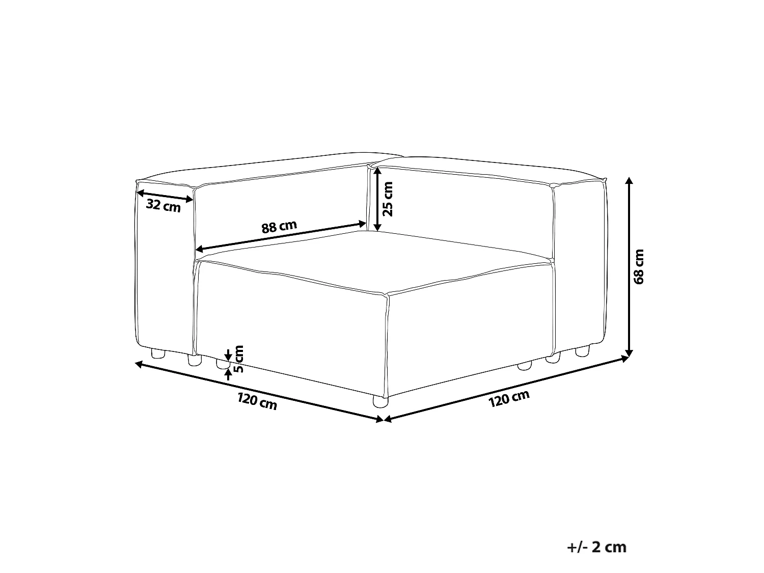 Module d'angle ARDAL Velours côtelé Taupe Côté droit