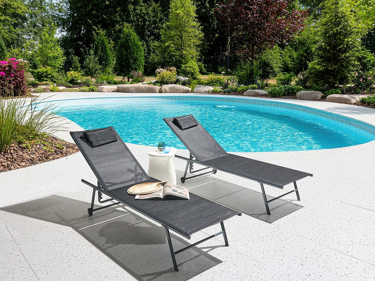 Lot de 2 transats SORONI Métal Noir