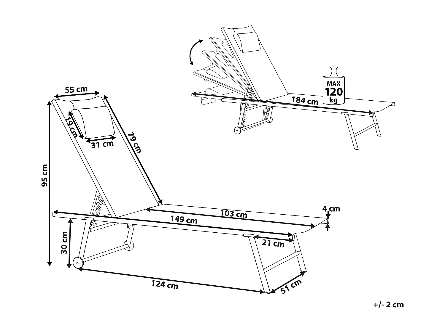 Lot de 2 transats SORONI Métal Noir