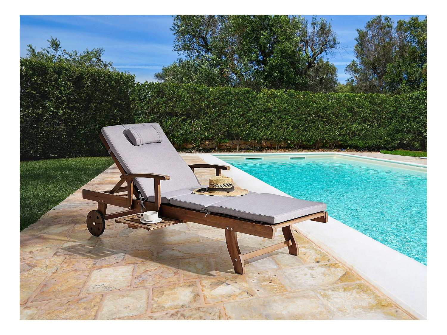 Transat avec coussin AMANTEA PREMIUM Acacia Mélange de gris