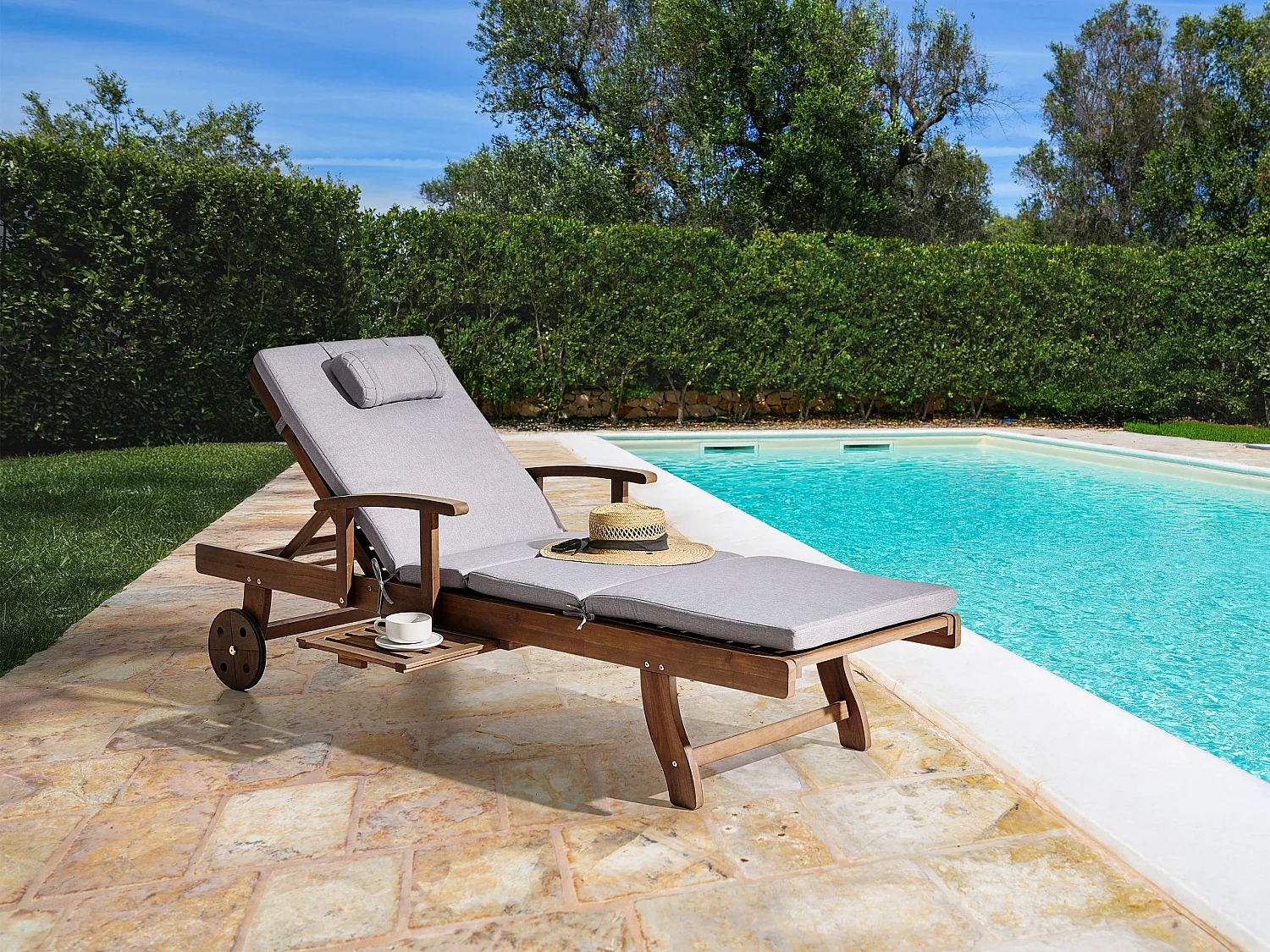 Transat avec coussin AMANTEA PREMIUM Acacia Mélange de gris