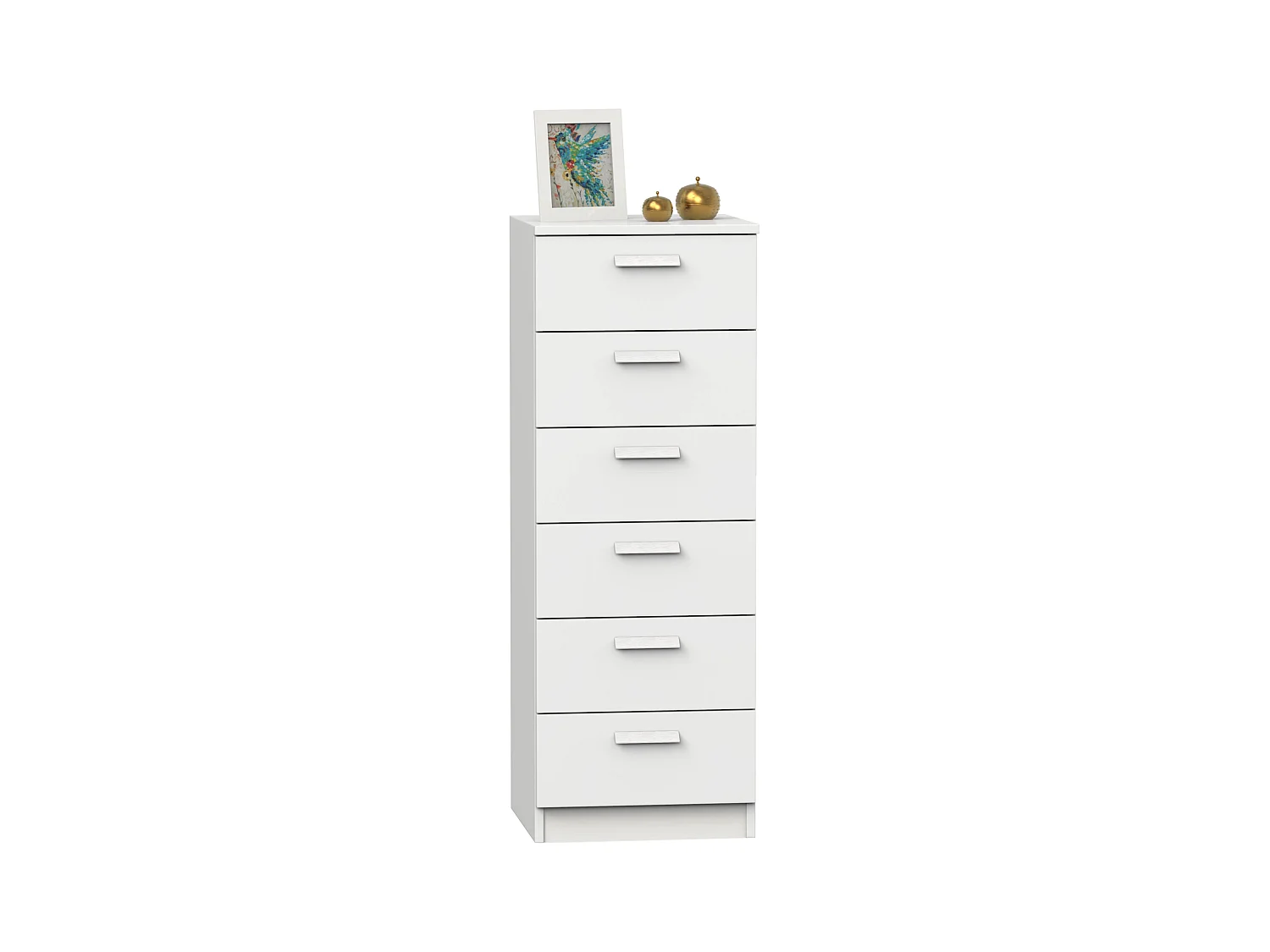 Cômoda 6 Gavetas Melamina Branco Mate 40x40x110 cm Quartos