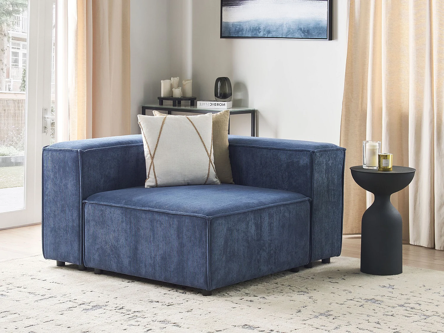 Module d'angle ARDAL Velours côtelé Bleu foncé Côté droite