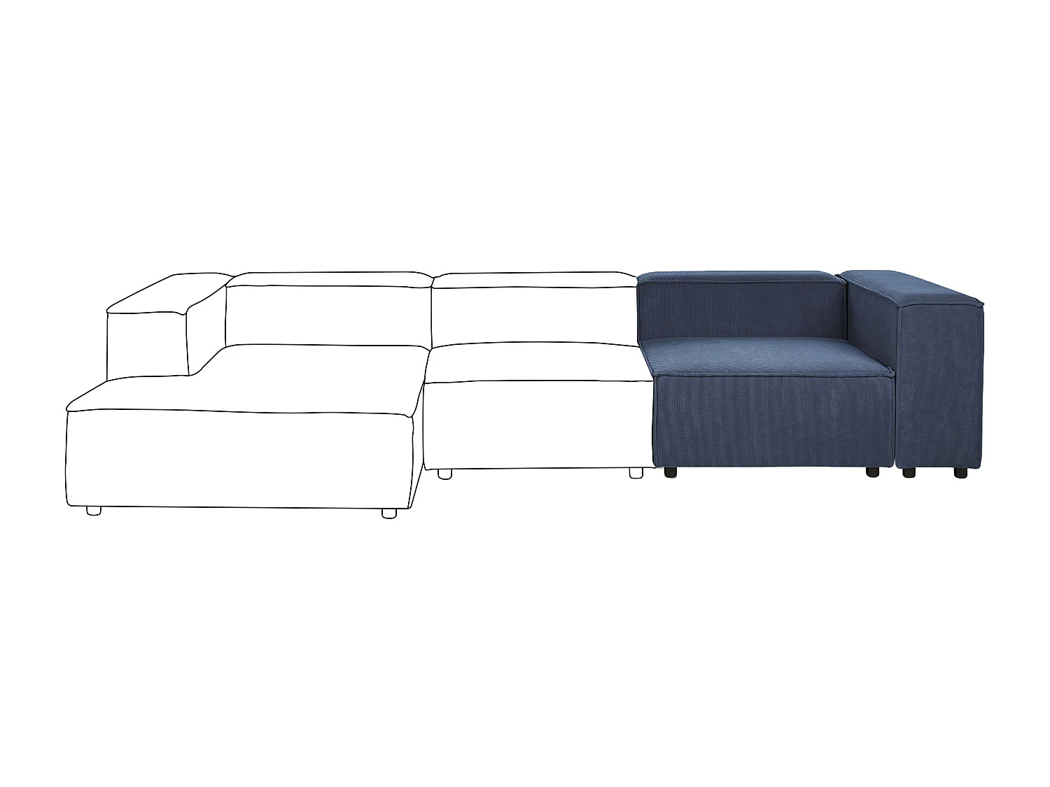 Module d'angle ARDAL Velours côtelé Bleu foncé Côté droite