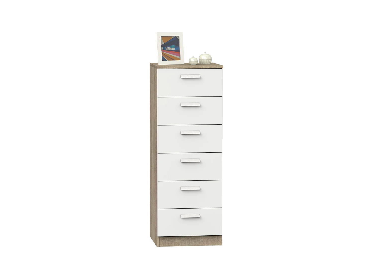Cômoda de quarto Tibete Carvalho Cambriano/Melamina Branca 110x40x40 cm