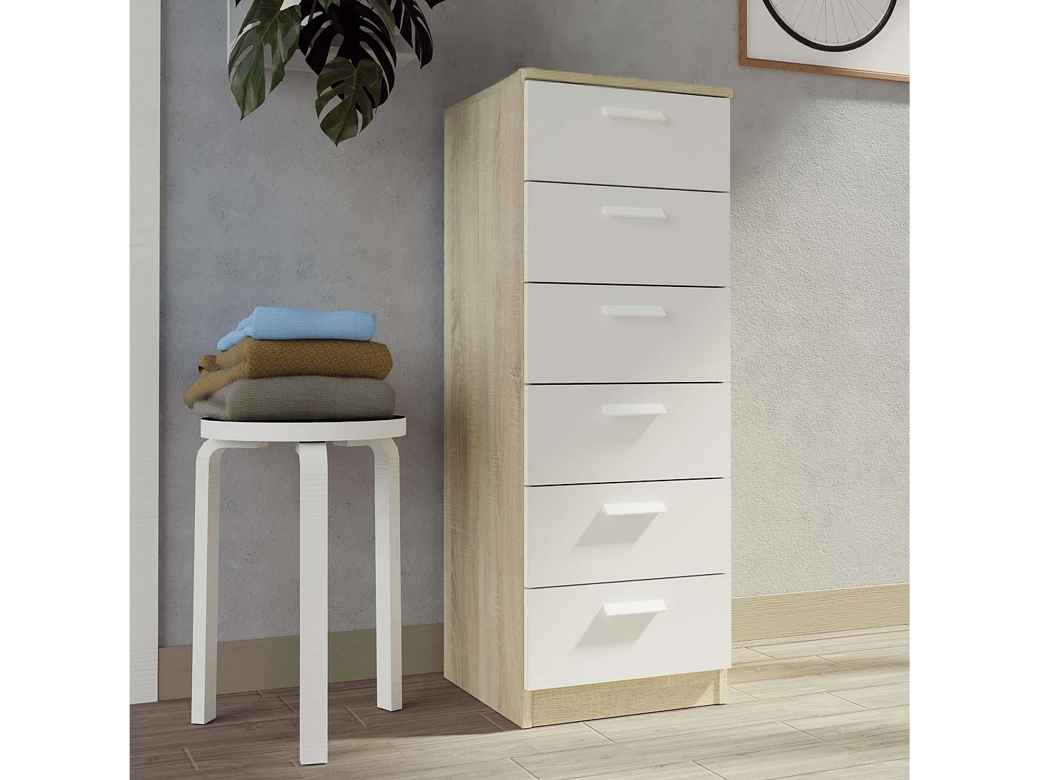 Sinfonier Dormitorio Tibet Roble Cambrian/Blanco Melamina 110x40x40 cm