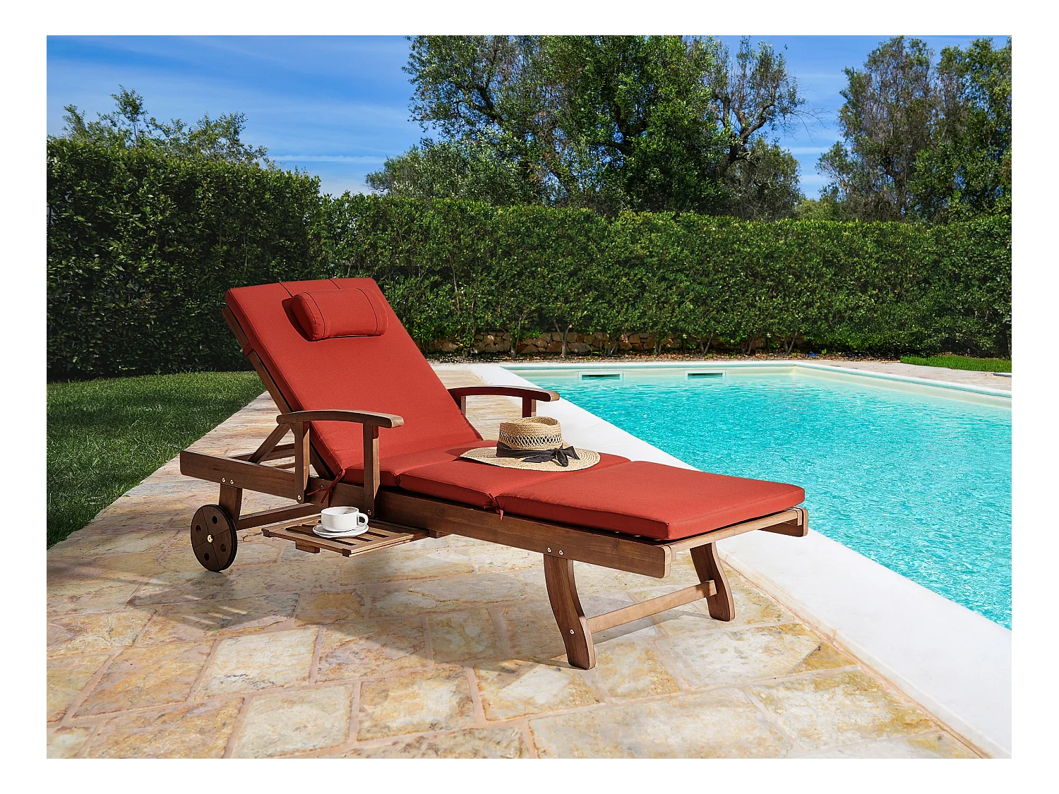 Transat avec coussin AMANTEA PREMIUM Acacia Rouge