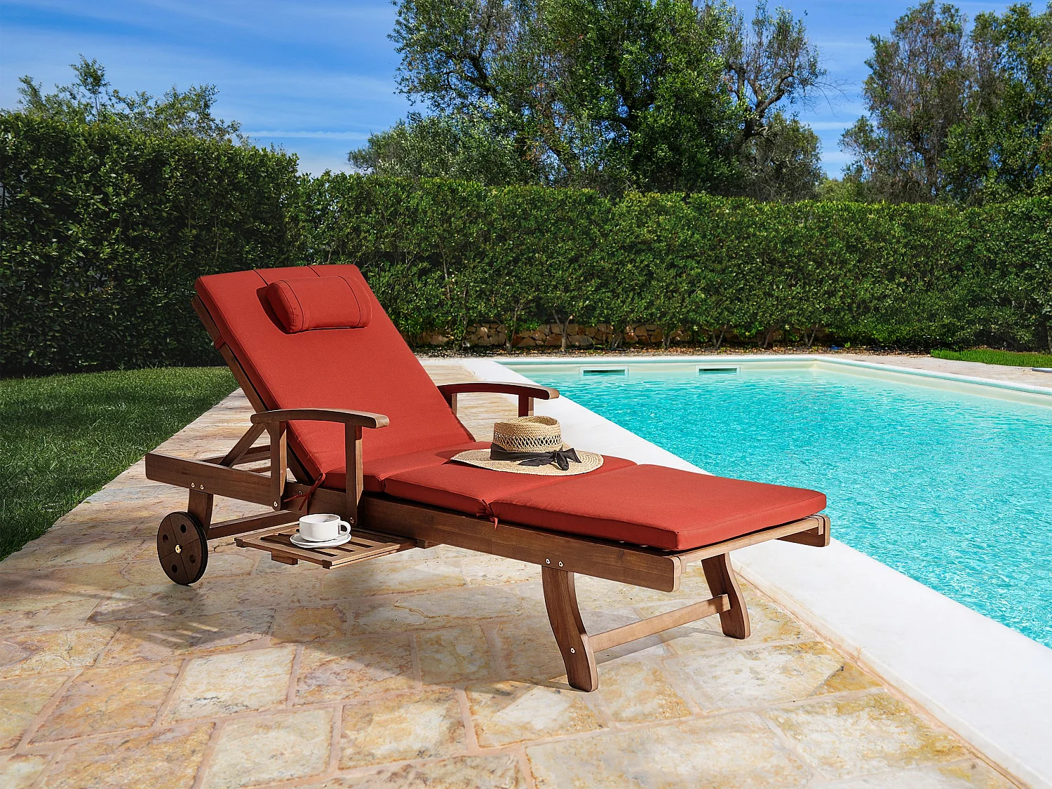 Transat avec coussin AMANTEA PREMIUM Acacia Rouge