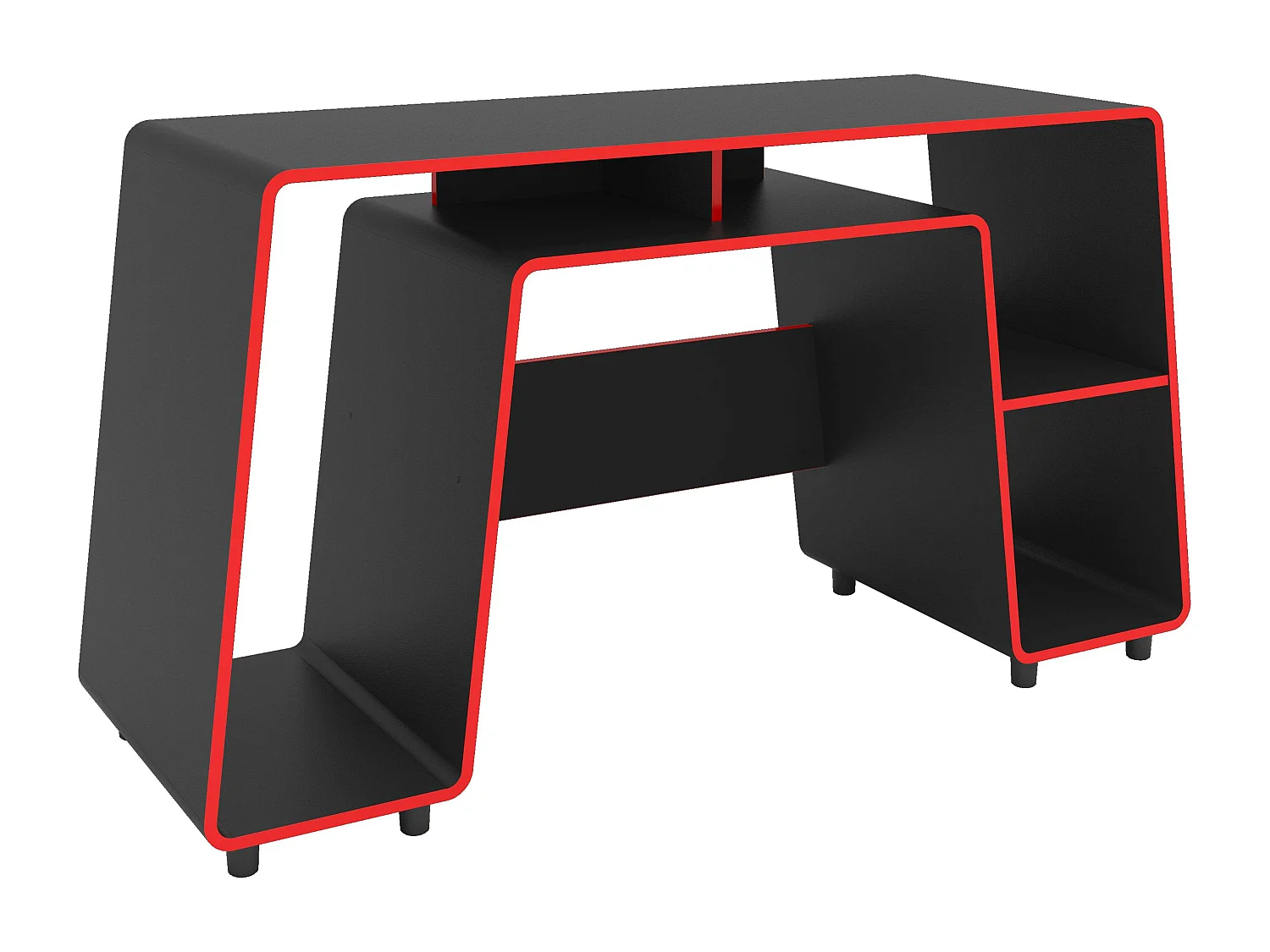 Mesa Gamer London Negro/Rojo - 1 Estante, Espacio Torre, Melamina, 150,5 cm