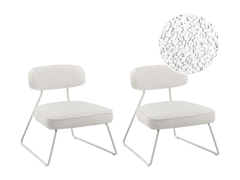 Lot de 2 fauteuils FROVI Tissu Blanc cassé