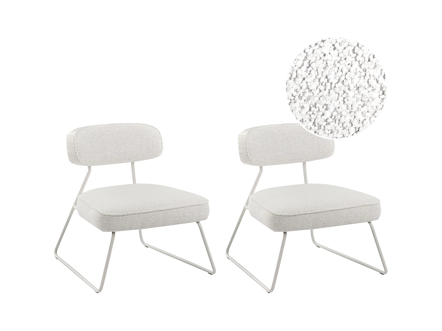 Lot de 2 fauteuils FROVI Tissu Blanc cassé