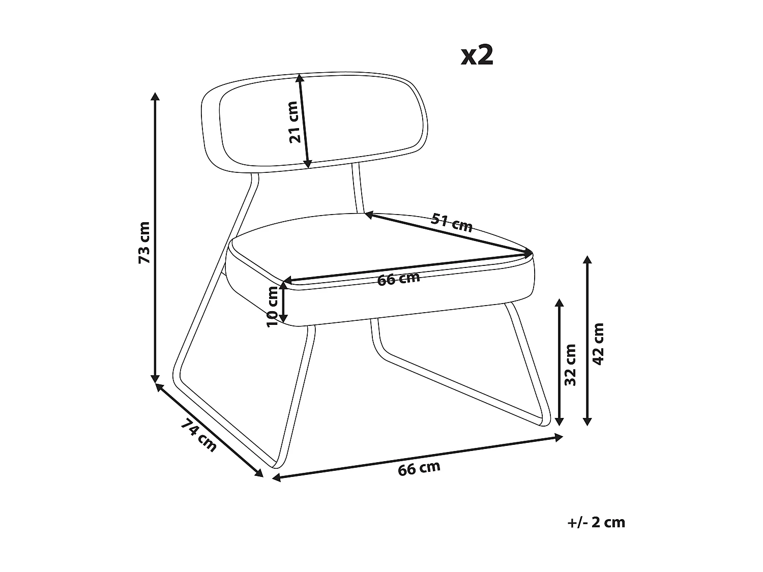 Lot de 2 fauteuils FROVI Tissu Blanc cassé