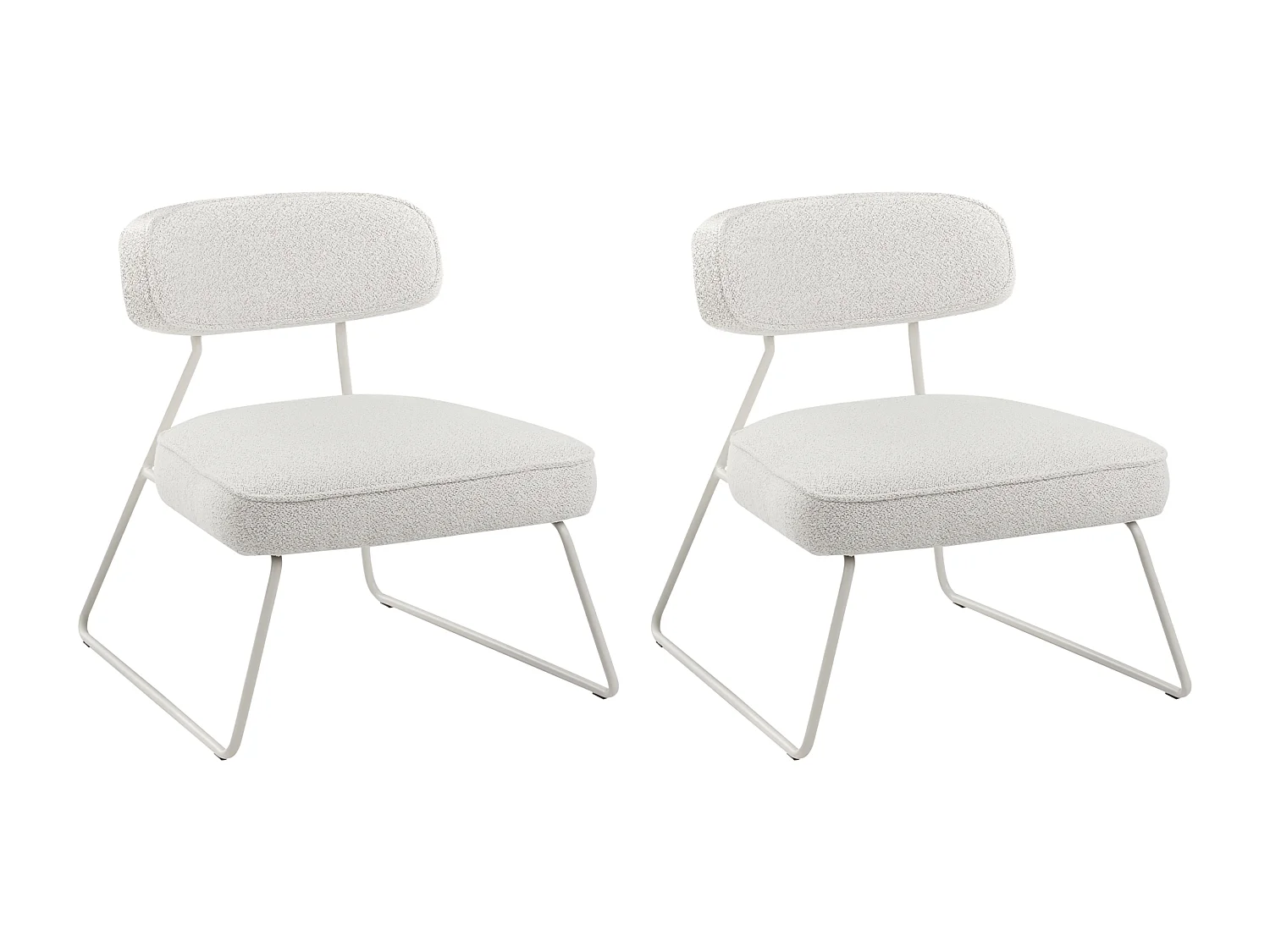 Lot de 2 fauteuils FROVI Tissu Blanc cassé