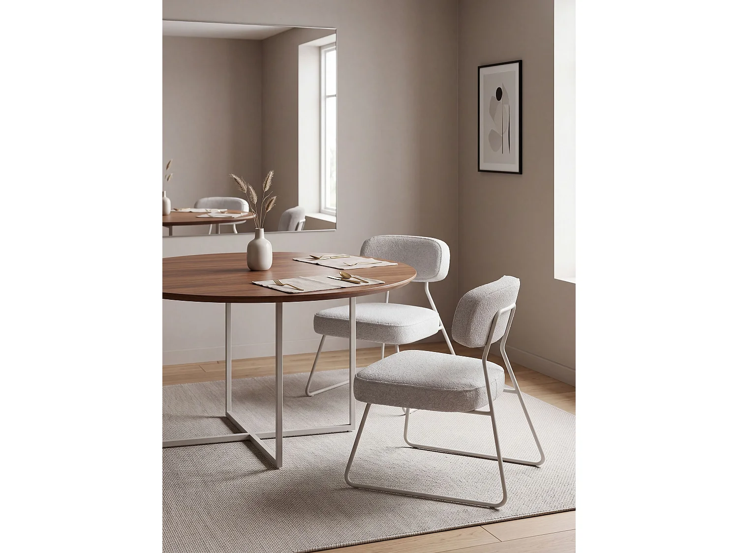 Lot de 2 fauteuils FROVI Tissu Blanc cassé