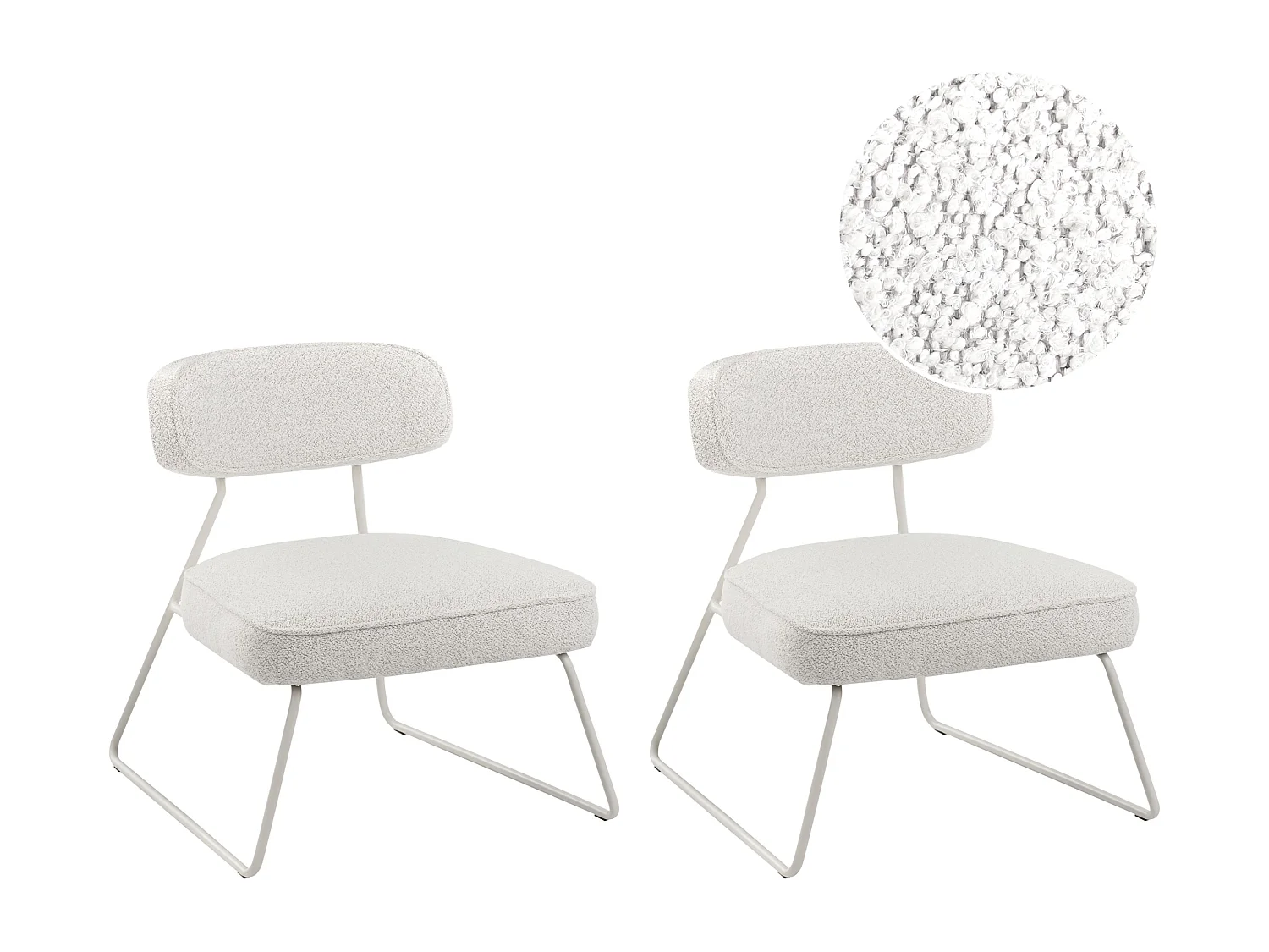 Lot de 2 fauteuils FROVI Tissu Blanc cassé