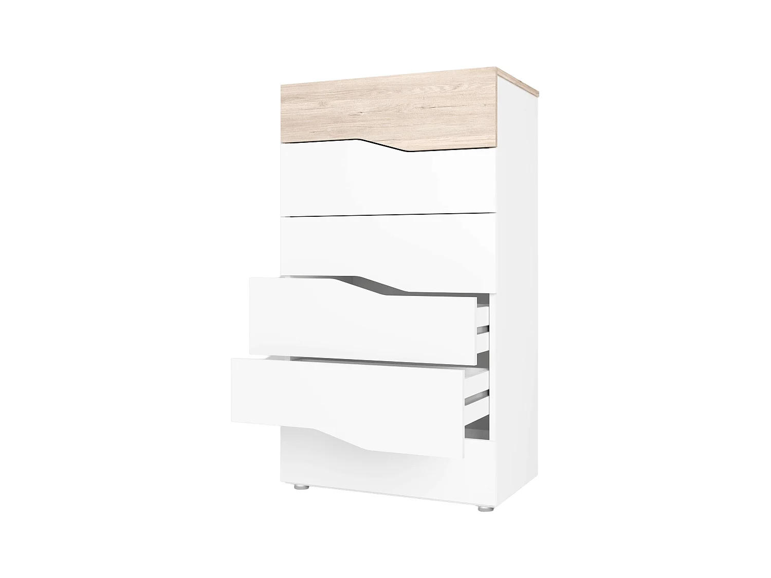 Commode Cannes 6 tiroirs en blanc mat et Sahara 62 x 111 x 41 cm